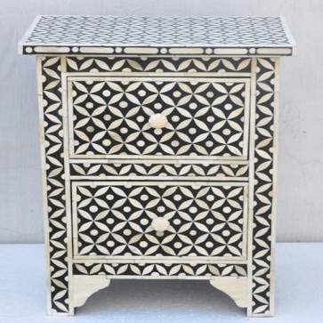 Handmade Mother of Pearl Inlay Wooden Bedside Furniture