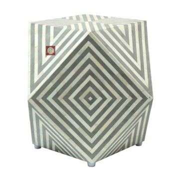 Handmade Bone Inlay Wooden Modern Square Pattern End Table Furniture.