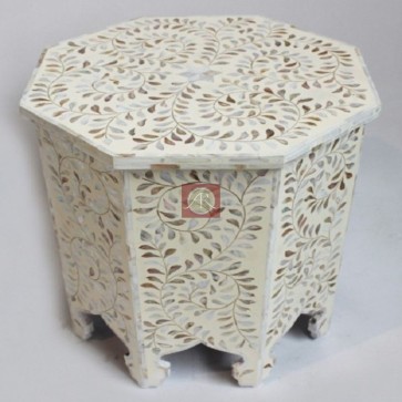 Handmade Mother Of Pearl Inlay Wooden Modern  End Table Furniture.