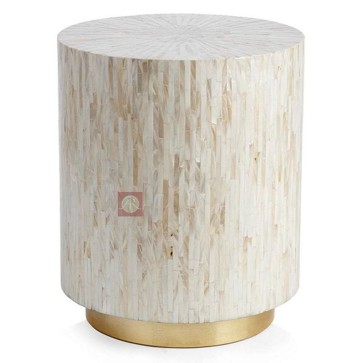 Handmade Mother Of Pearl Inlay End Table Furniture.