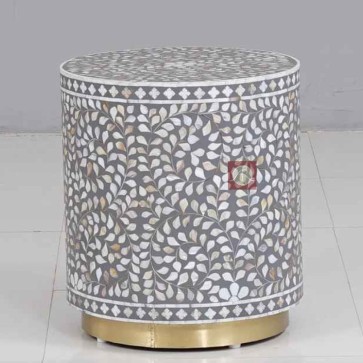 Handmade Mother Of Pearl Inlay End Table Furniture.