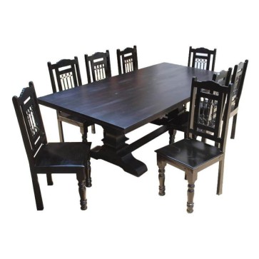 Rustic Furniture Solid Wood Dining Table And Chairs Set.