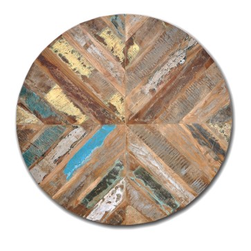 Design Pattern Wooden Table Top, Reclaimed Wood Round Table Top