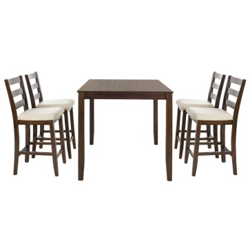 Rustic Furniture Solid Wood High Bar Table and  Chair Set 