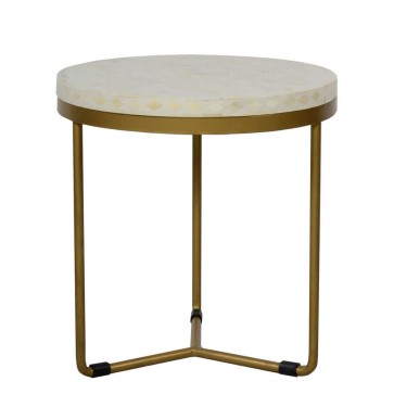 Handmade Bone Inlay Wooden Modern Floral Pattern End Table/ Stool Furniture.