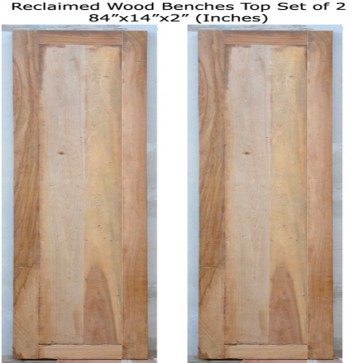 Reclaimed Wood Benches Top Set of 2 