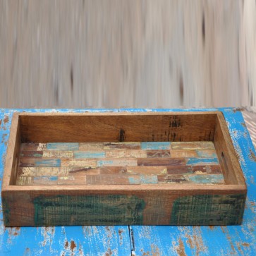 Reclaimed Rustic Burn Wood Solid Multi Color Serving Tray Restaurant, Bar -Home Furniture