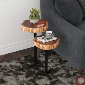  Rustic Solid Wooden Handmade End Table / Side Table / Nesting Table  Combo Furniture 