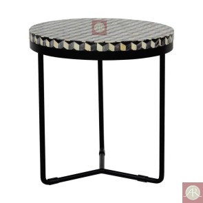 Handmade Mother Of Pearl Inlay End Table/ Stool Furniture.