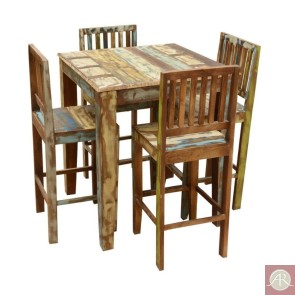 Rustic Furniture Solid Wood High Bar Table & Chair Set 