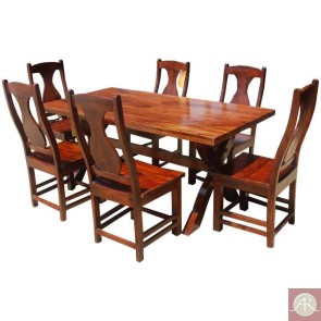 Solid Wooden Handmade Dining Room Table Set