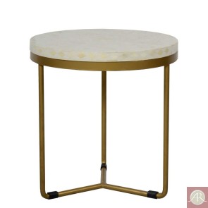 Handmade Bone Inlay Wooden Modern Floral Pattern End Table/ Stool Furniture.