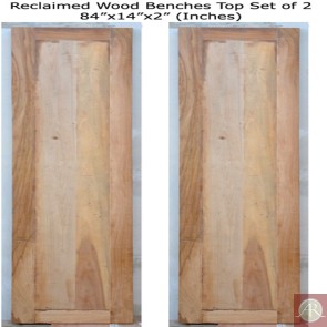Reclaimed Wood Benches Top Set of 2 