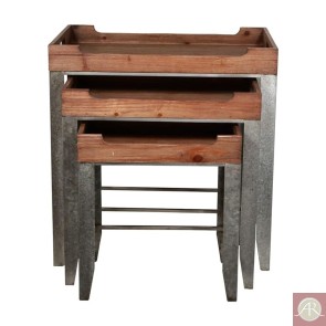  Rustic Solid Wooden Handmade End Table / Side Table / Nesting Table  Combo Furniture 