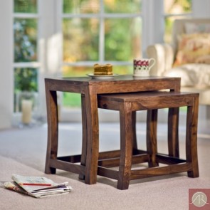 Rustic Solid Wooden Handmade End Table / Side Table / Nesting Table Combo Furniture 