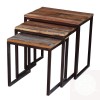  Rustic Solid Iron Reclaimed Wooden Modern Antique Handmade Nesting Table